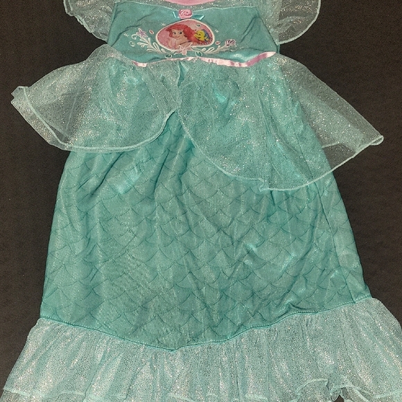 Disney Blue Princess Little Mermaid & Flounder Nightgown Girls Kids  5 - Picture 2 of 7